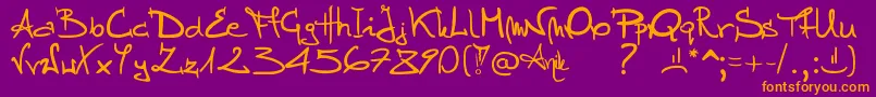 Stellina-Schriftart – Orangefarbene Schriften auf violettem Hintergrund
