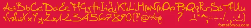 Stellina-Schriftart – Orangefarbene Schriften auf rotem Hintergrund