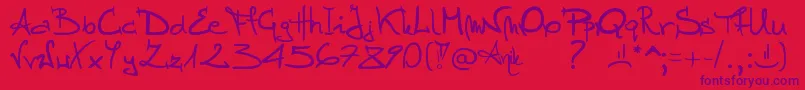 Czcionka Stellina – fioletowe czcionki na czerwonym tle
