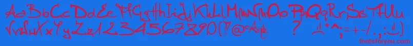 Stellina-Schriftart – Rote Schriften auf blauem Hintergrund