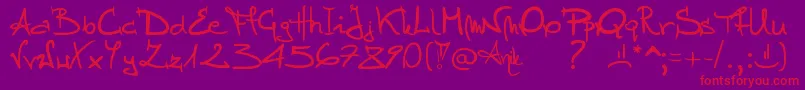 Stellina-fontti – punaiset fontit violetilla taustalla