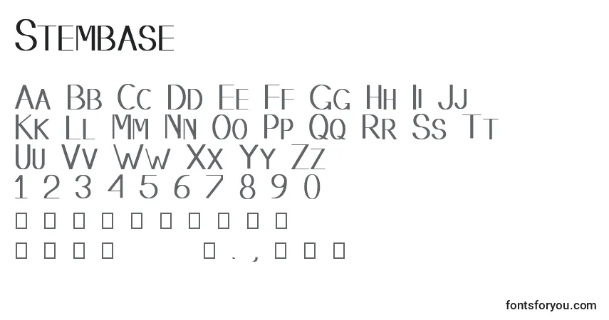 Czcionka Stembase – alfabet, cyfry, specjalne znaki