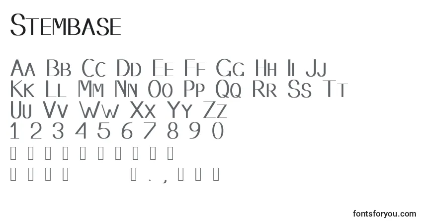 Czcionka Stembase (141973) – alfabet, cyfry, specjalne znaki