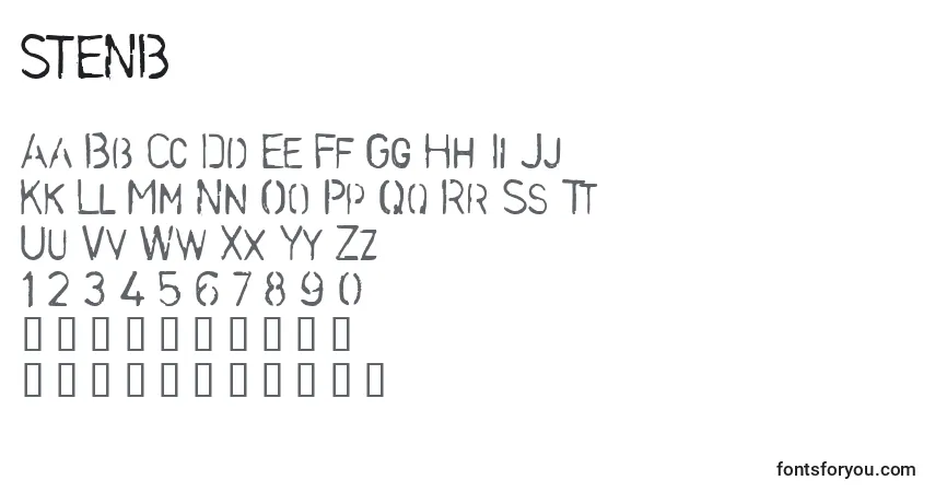 A fonte STENB    (141974) – alfabeto, números, caracteres especiais