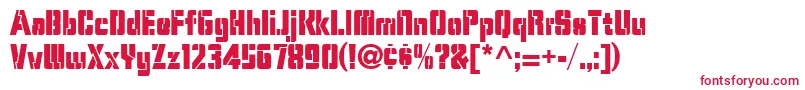 フォントSTENCAM – 白い背景に赤い文字