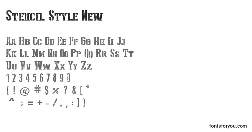 Шрифт Stencil Style New – алфавит, цифры, специальные символы