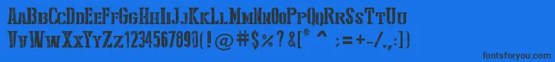 Stencil Style New Font – Black Fonts on Blue Background