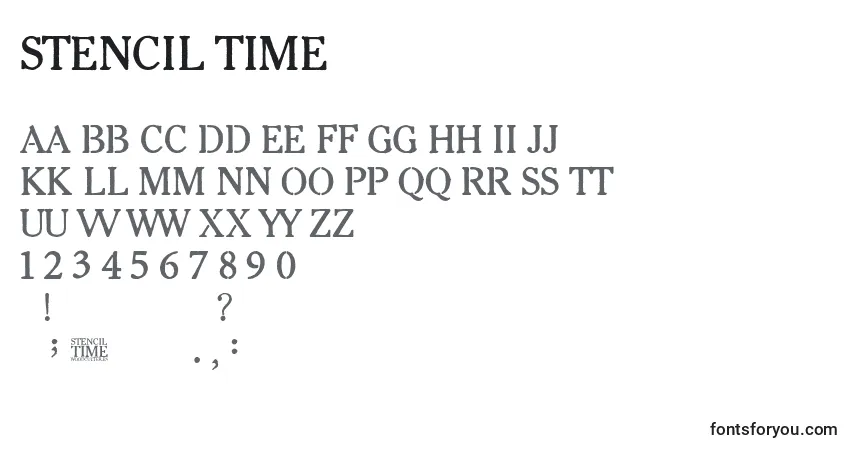 A fonte Stencil Time – alfabeto, números, caracteres especiais
