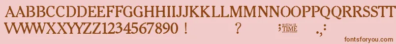 Stencil Time-fontti – ruskeat fontit vaaleanpunaisella taustalla
