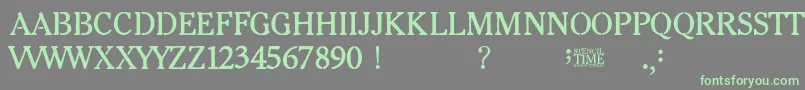 Stencil Time Font – Green Fonts on Gray Background