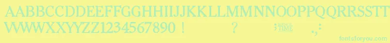 Stencil Time-Schriftart – Grüne Schriften auf gelbem Hintergrund