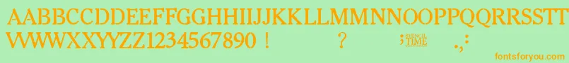 Lisätietoja Stencil Time-fontista Stencil Time-fontti – oranssit fontit vihreällä taustalla