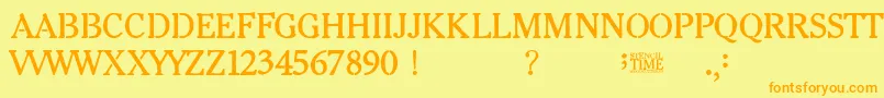 Stencil Time Font – Orange Fonts on Yellow Background