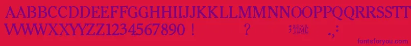 Stencil Time Font – Purple Fonts on Red Background