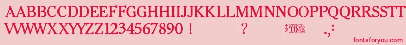 Stencil Time Font – Red Fonts on Pink Background