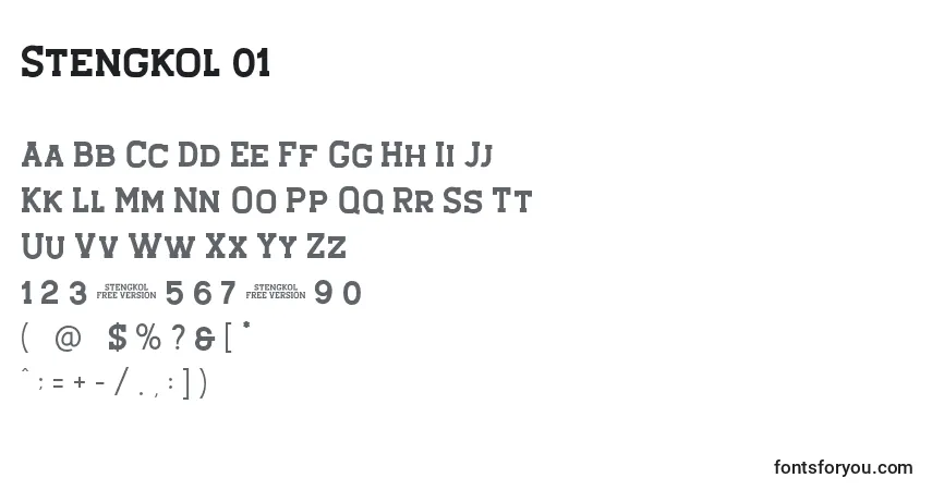 A fonte Stengkol 01 – alfabeto, números, caracteres especiais