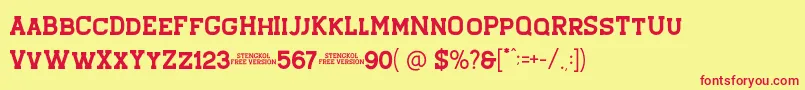 More about Stengkol 01 Font Stengkol 01 Font – Red Fonts on Yellow Background