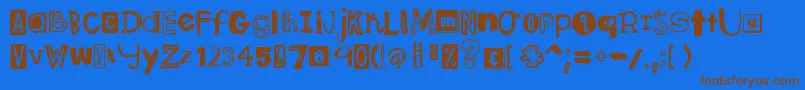 DjbRansomNote Font – Brown Fonts on Blue Background