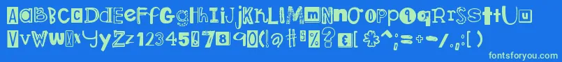 DjbRansomNote Font – Green Fonts on Blue Background