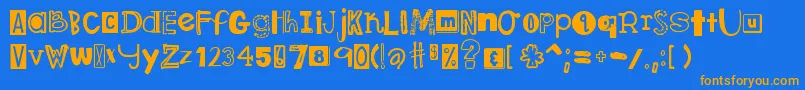DjbRansomNote Font – Orange Fonts on Blue Background