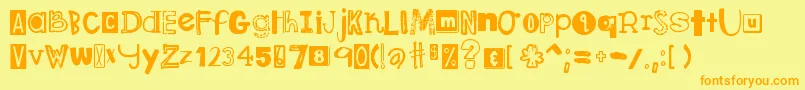 DjbRansomNote Font – Orange Fonts on Yellow Background