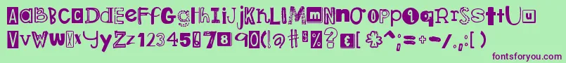 DjbRansomNote Font – Purple Fonts on Green Background