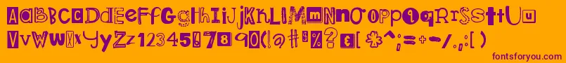 DjbRansomNote Font – Purple Fonts on Orange Background