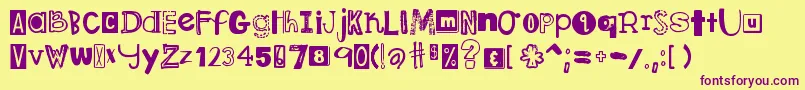 DjbRansomNote Font – Purple Fonts on Yellow Background