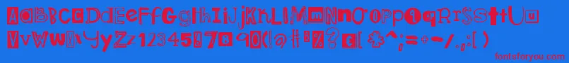 DjbRansomNote Font – Red Fonts on Blue Background