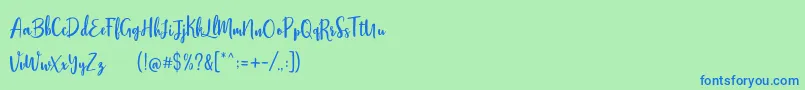 Stephanie Script Font – Blue Fonts on Green Background