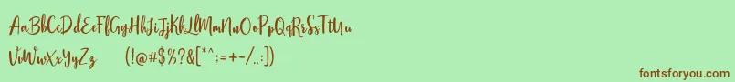 Stephanie Script Font – Brown Fonts on Green Background