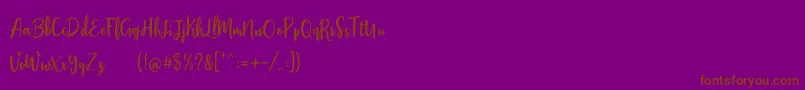 Stephanie Script-Schriftart – Braune Schriften auf violettem Hintergrund