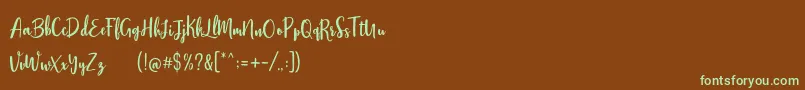 Stephanie Script Font – Green Fonts on Brown Background