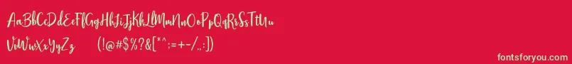 Stephanie Script Font – Green Fonts on Red Background