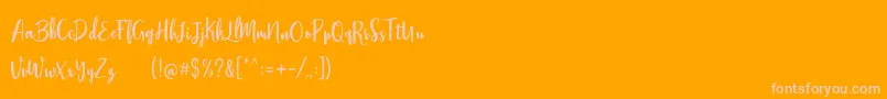 Stephanie Script-Schriftart – Rosa Schriften auf orangefarbenem Hintergrund