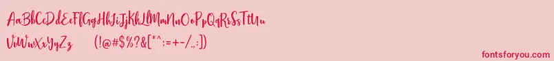 Stephanie Script-Schriftart – Rote Schriften auf rosa Hintergrund