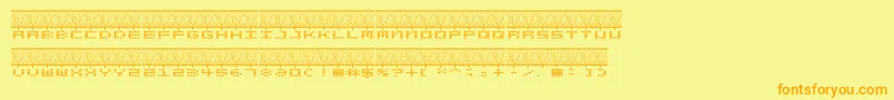 STEREOLA-Schriftart – Orangefarbene Schriften auf gelbem Hintergrund