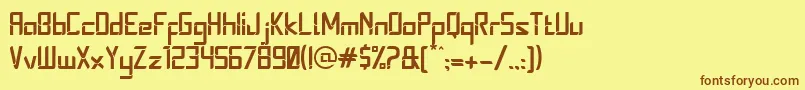 フォントStereoz – 茶色の文字が黄色の背景にあります。