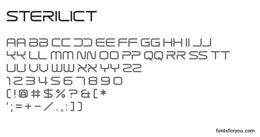 Sterilict Font – alphabet, numbers, special characters