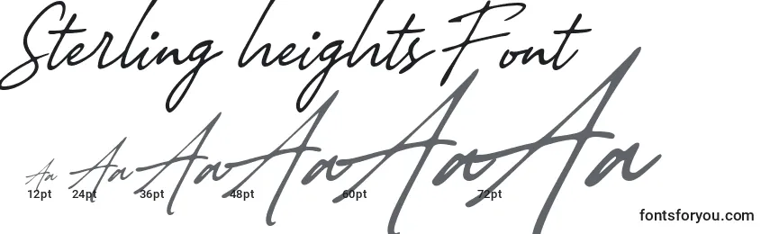 Размеры шрифта Sterling heights Font
