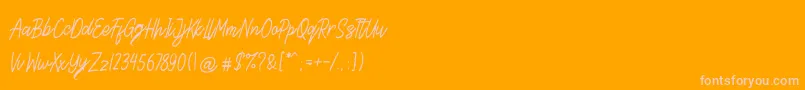 Steven Area-Schriftart – Rosa Schriften auf orangefarbenem Hintergrund