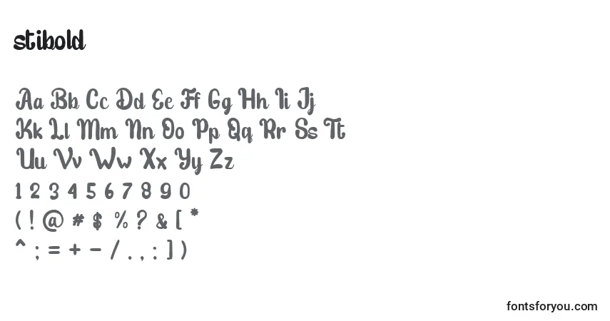 Шрифт Stibold – алфавит, цифры, специальные символы