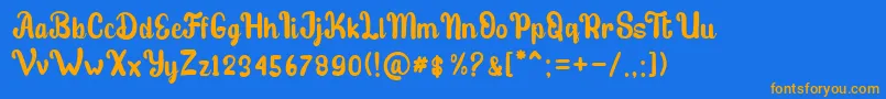 フォントstibold – オレンジ色の文字が青い背景にあります。