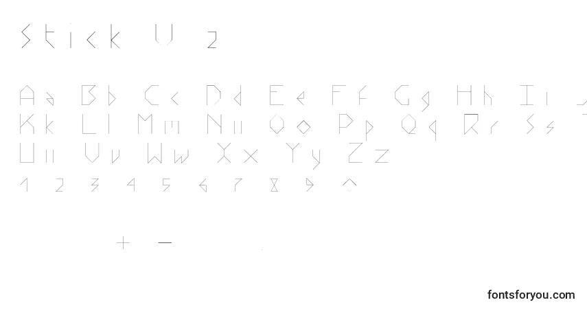 Schriftart Stick V 2 – Alphabet, Zahlen, spezielle Symbole
