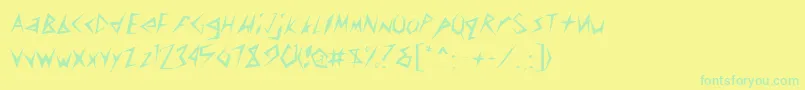 STICK-Schriftart – Grüne Schriften auf gelbem Hintergrund