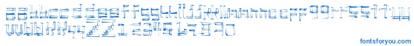 フォントstickchop – 白い背景に青い文字