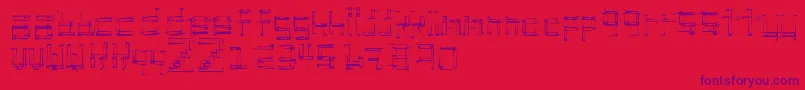 stickchop-Schriftart – Violette Schriften auf rotem Hintergrund