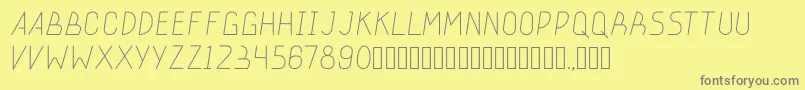 stickeroundlight-fontti – harmaat kirjasimet keltaisella taustalla