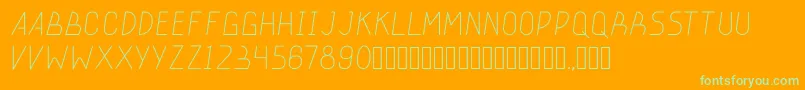 stickeroundlight-fontti – vihreät fontit oranssilla taustalla