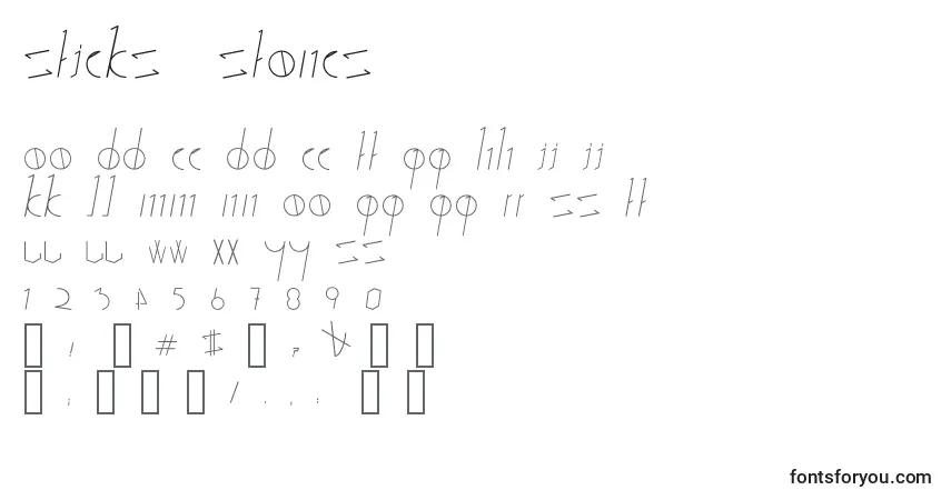 A fonte Sticks  Stones – alfabeto, números, caracteres especiais